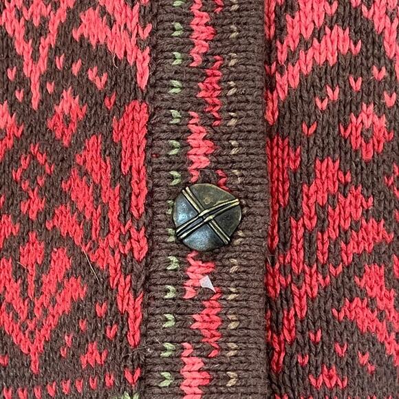Nomadic Traders Cotton Blend Knit Fair Isle / Nordic Print Cardigan Sweater, M - Picture 5 of 11